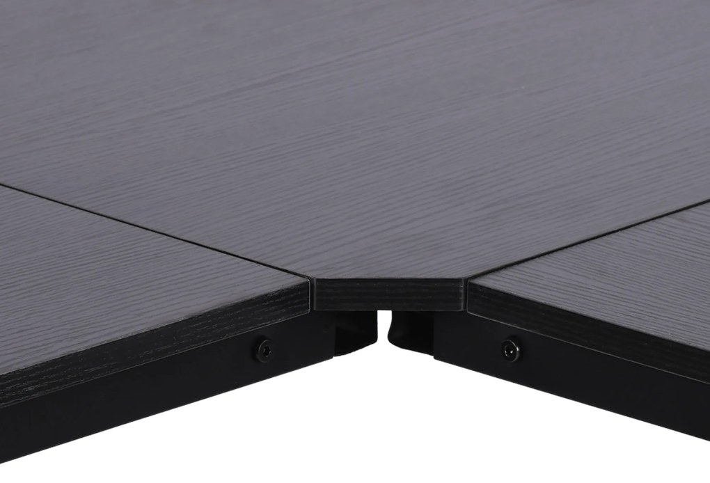 Γραφείο υπολογιστή, Γραφείο σε σχήμα L, Γωνιακό γραφείο, Γραφείο γωνίας, MDF Μαύρο, 150 x 150 x 76 εκ.