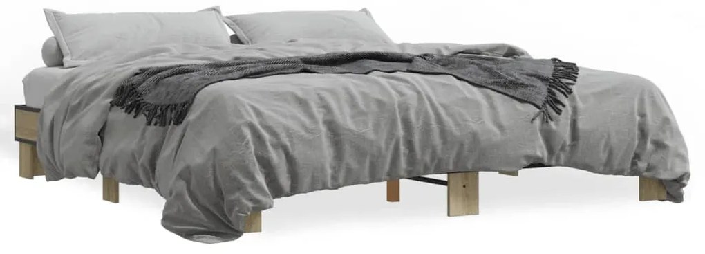 vidaXL Πλαίσιο Κρεβατιού Sonoma Δρυς 200x200 εκ. Επεξ. Ξύλο &amp; Μέταλλο