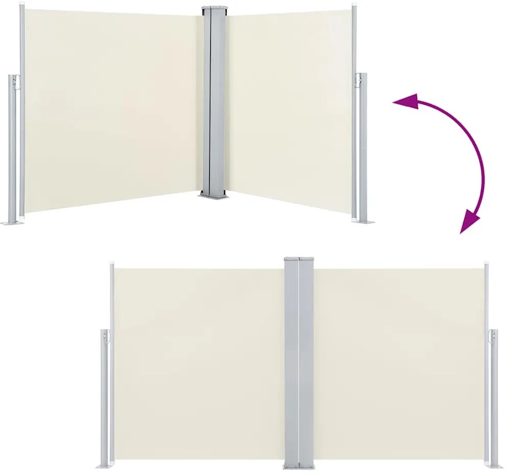 vidaXL Σκίαστρο Πλαϊνό Συρόμενο Βεράντας Διπλό Κρεμ 170 x 600 εκ.