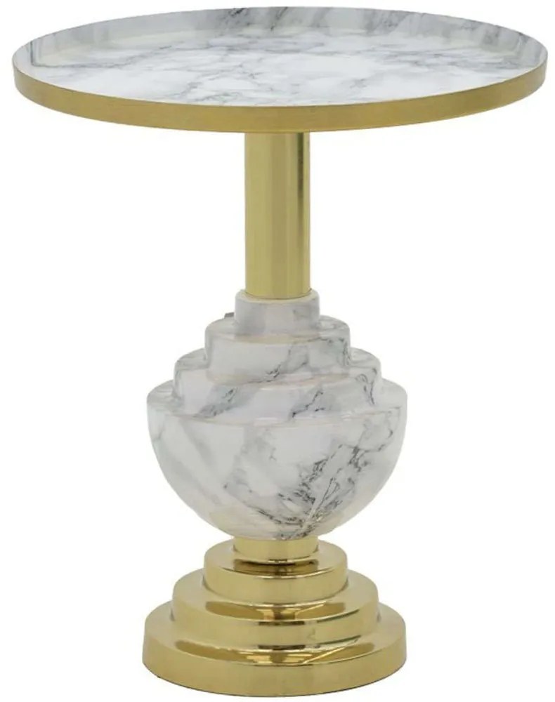 Τραπεζάκι Βοηθητικό Cogent 287-000006 Φ41x44cm Marble Effect Grey-Gold