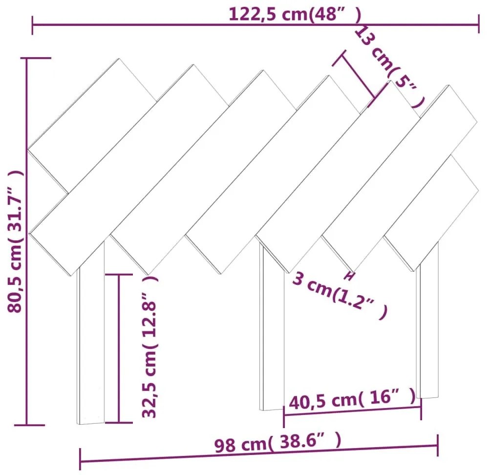 Κεφαλάρι Κρεβατιού Λευκό 122,5x3x80,5 εκ. από Μασίφ Ξύλο Πεύκου - Λευκό