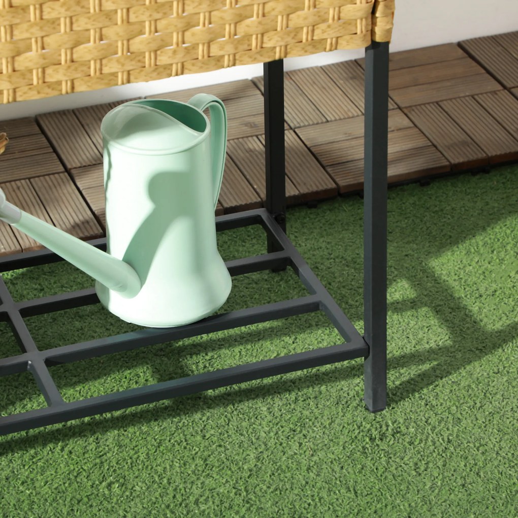 Outsunny Υπερυψωμένο παρτέρι, παρτέρι, βαθύ ράφι, μεταλλικό πλαίσιο/Poly Rattan, 70 x 30 x 72 cm, αμμοχρώματος