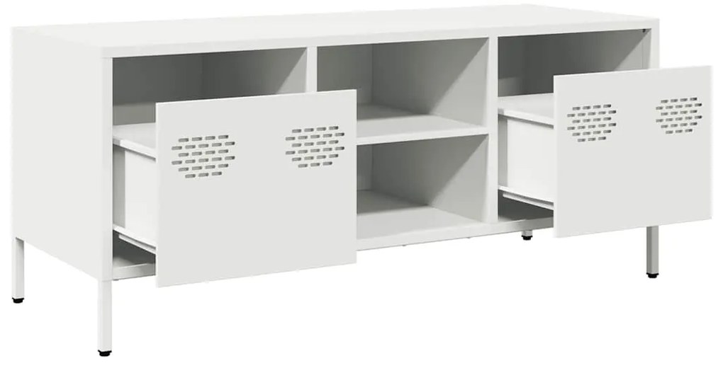 vidaXL Έπιπλο Τηλεόρασης Λευκό 101,5x39x43,5 εκ. Ατσάλι Ψυχρής Έλασης