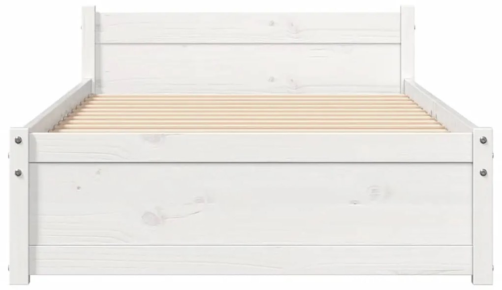 vidaXL Πλαίσιο Κρεβατιού Λευκό 75x190 εκ. Μασίφ Ξύλο Small Single