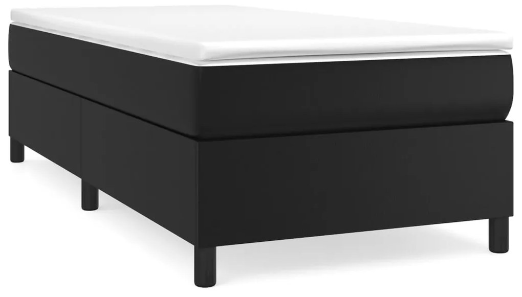 vidaXL Κρεβάτι Boxspring με Στρώμα Μαύρο 90x190εκ. από Συνθετικό Δέρμα