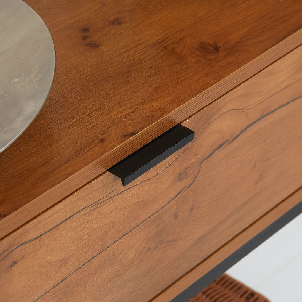 HOMCOM Τραπέζι κονσόλας σε βιομηχανικό στυλ, βοηθητικό τραπέζι, μπουφές, 1 συρτάρι, Καφέ + Μαύρο