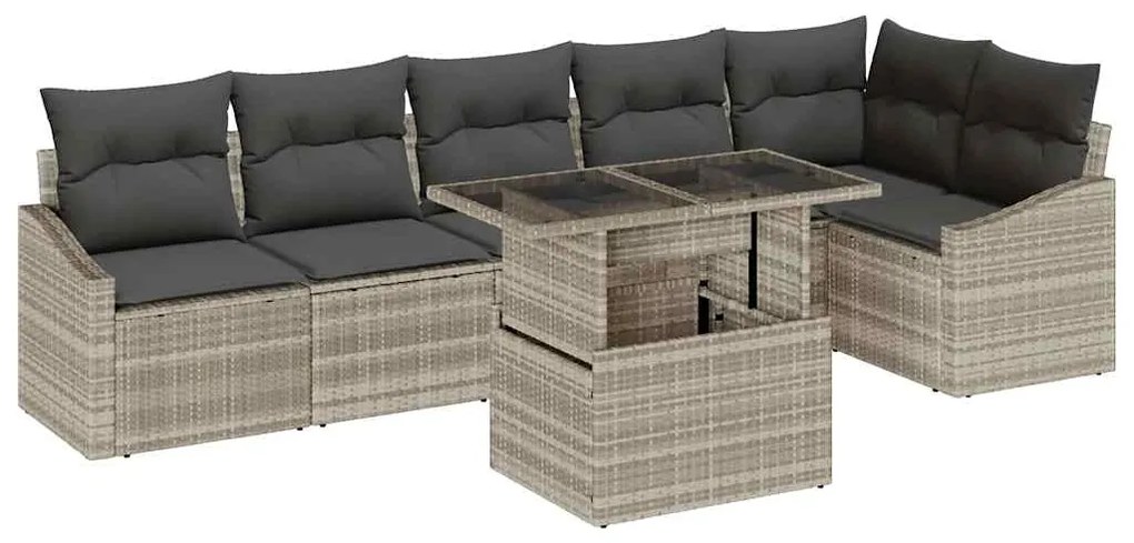 vidaXL Σετ Καναπέ Κήπου με μαξιλάρι 7 pcs Μπεζ, Μαύρο 100 x 55 x 73 εκ