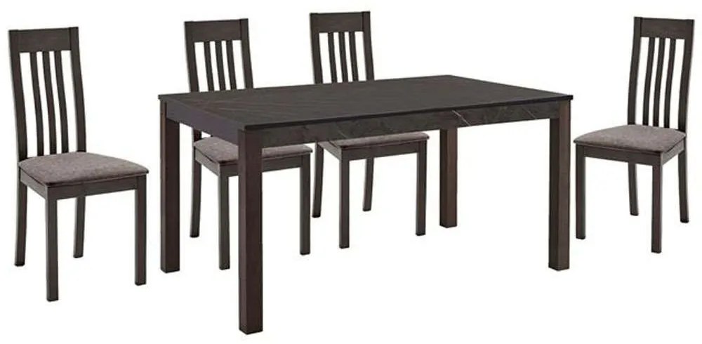 Τραπεζαρία Sabinio (Σετ 5Τμχ) Ε7878,1S 135x80x75cm Dark Walnut-Beige 4 Θέσεων Wood, Fabric