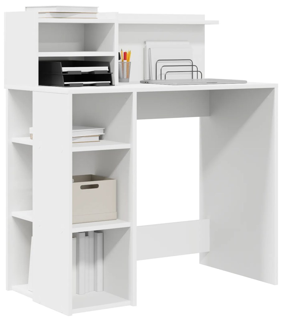 vidaXL Γραφείο με Αποθήκευση Λευκό 90x48x101.5 εκ Επεξεργασμένο Ξύλο
