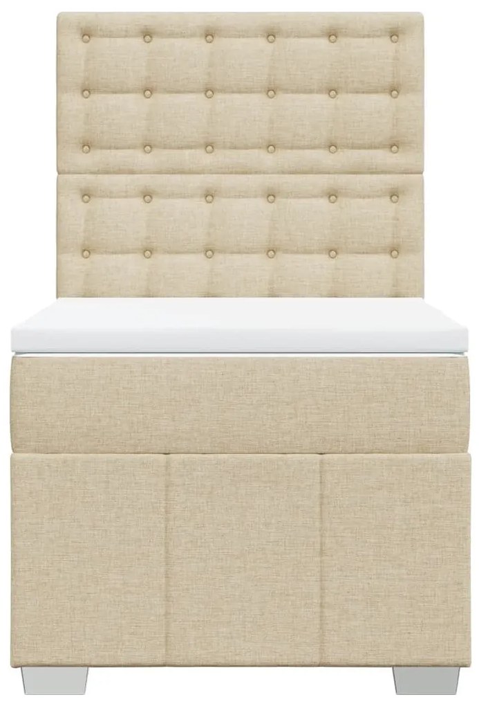 Κρεβάτι Boxspring με Στρώμα Κρεμ 80 x 200 εκ. Υφασμάτινο - Κρεμ
