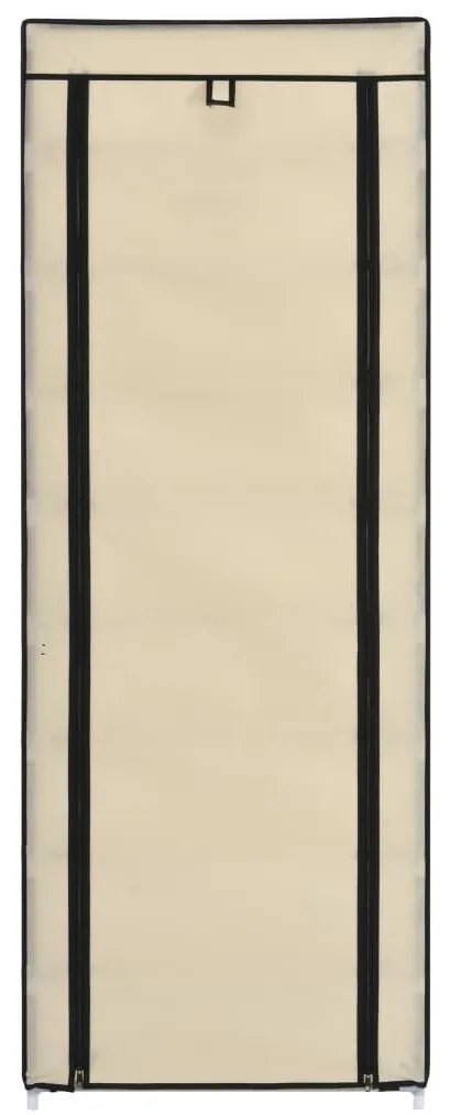 Παπουτσοθήκη με Κάλυμμα Κρεμ 57 x 29 x 162 εκ. Υφασμάτινη - Κρεμ