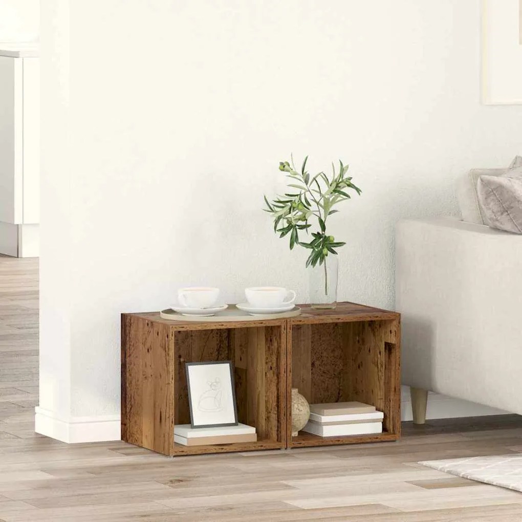 vidaXL Ντουλάπι TV 2 pcs Καφέ 37 x 35 x 37 εκ Επεξεργασμένο ξύλο