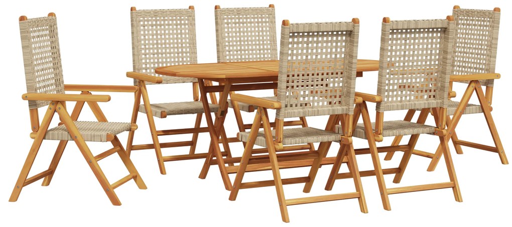 vidaXL Πτυσσόμενο Τραπέζι Κήπου 7 pcs Μπεζ