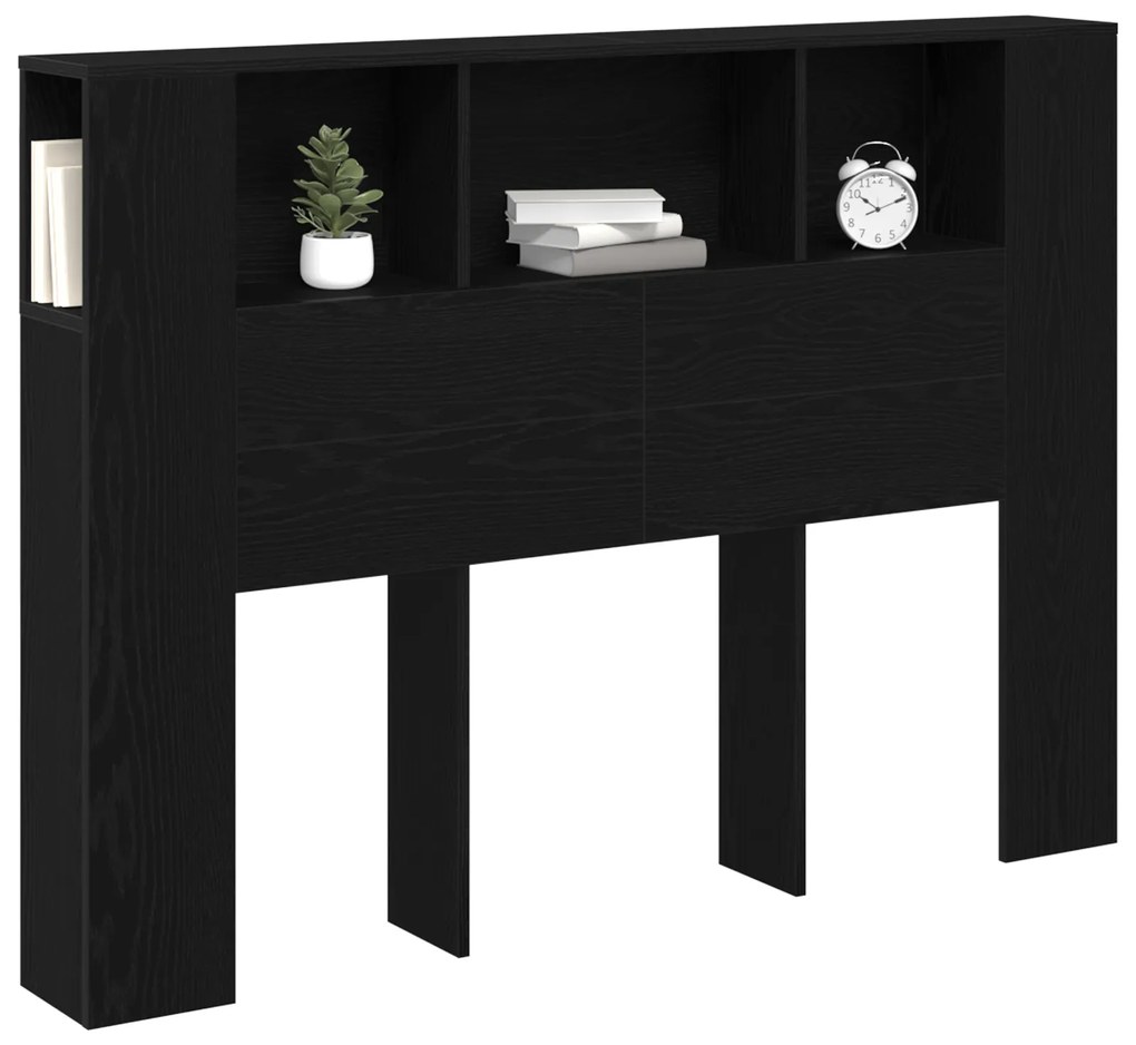 vidaXL κεφαλοκλίμακα  Μαύρο Δρύινο Κάβο - 140x19x104.5 εκ - Φτιαγμένο από Μηχανική Ξυλεία