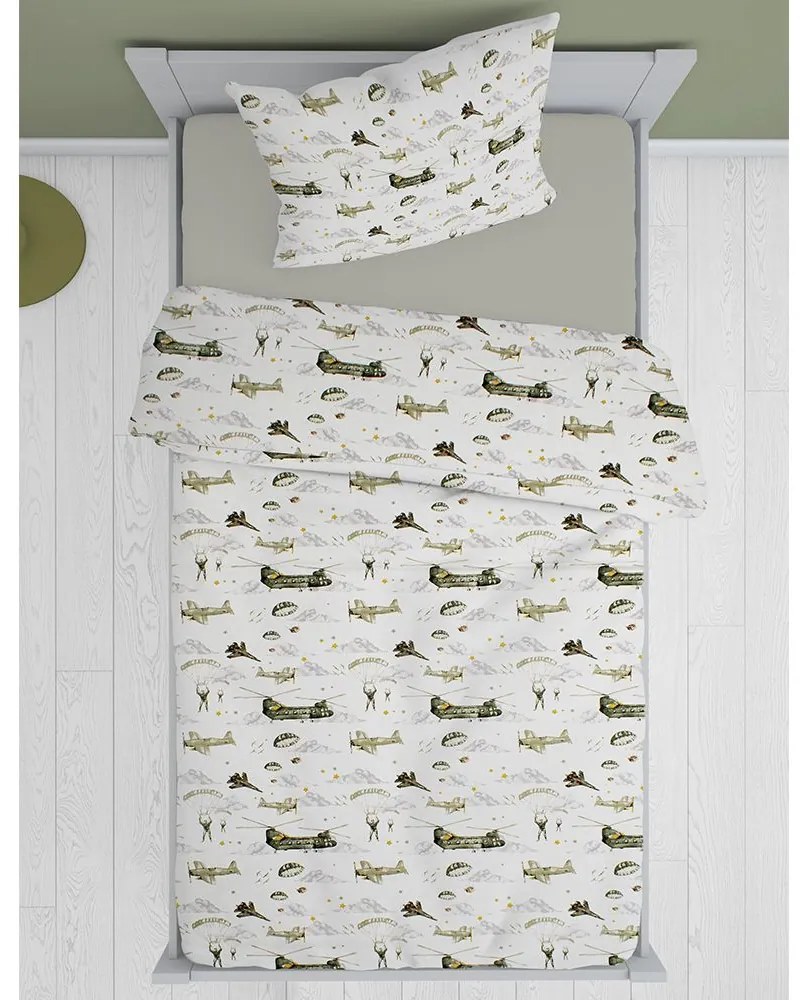 Σεντόνια Παιδικά Airforce 196 (Σετ 2τμχ) White-Khaki DimCol Μονό 160x240cm 100% Cotton