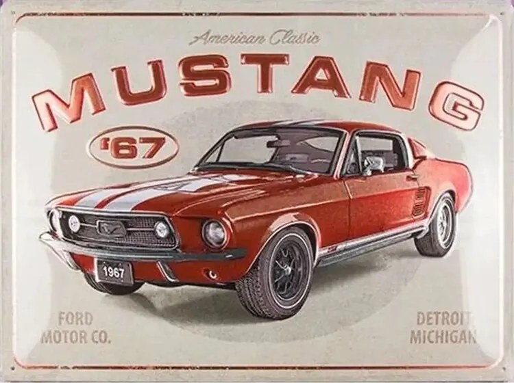 Μεταλλική πινακίδα Ford - Mustang - GT 1967, (40 x 30 cm)