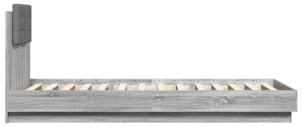 vidaXL Πλαίσιο Κρεβατιού με Κεφαλάρι Γκρι Sonoma 90x200 εκ. Επεξ. Ξύλο