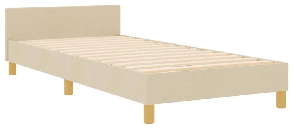 vidaXL Σκελετός Κρεβατιού με κεφαλάρι Κρεμ 90 x 190 cm ύφασμα