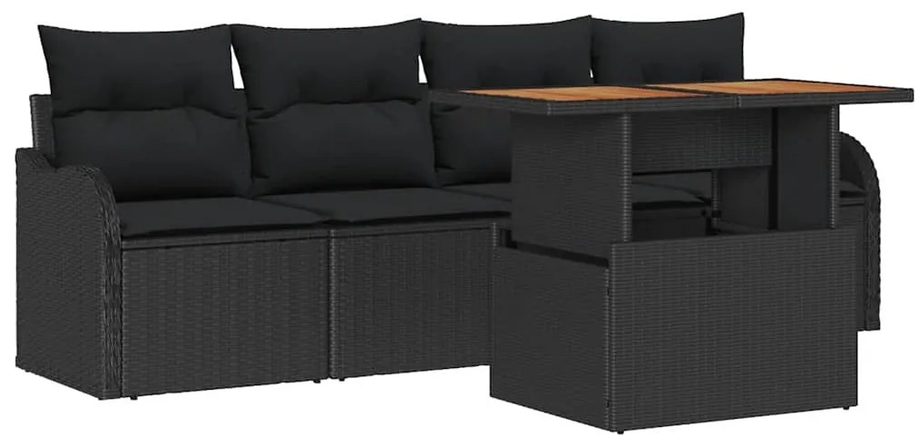 vidaXL Σετ Καναπέ Κήπου με μαξιλάρι 5 pcs Μαύρο 100 x 55 x 73 εκ