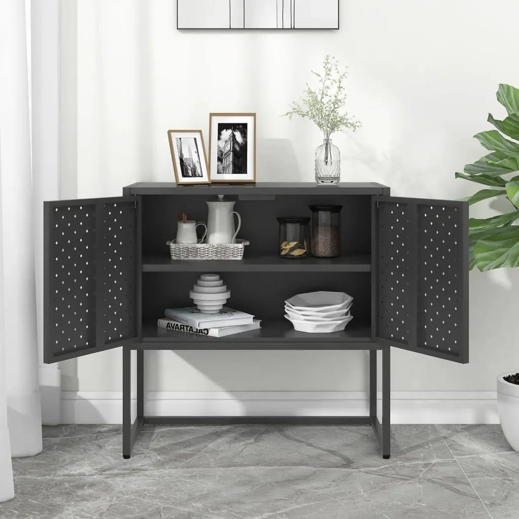 vidaXL Μπουφές Ανθρακί 75 x 35 x 75 εκ. από Ατσάλι
