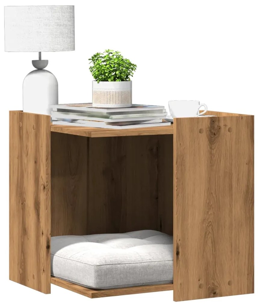 Τουαλέτα Γάτας Περίφραξη Αρτισιανή Δρυς 53x53x51 εκ Επεξ. Ξύλο