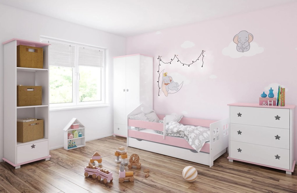 Βιβλιοθήκη  Stars  με 1 Συρτάρι  White + Pink  48x46x183cm  BC90011  BabyCute