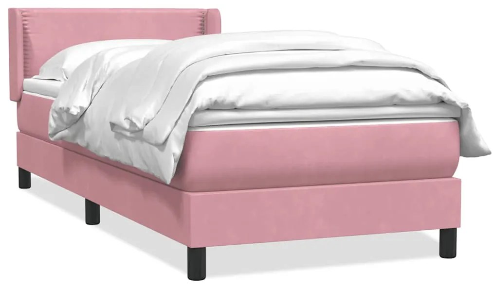 vidaXL Box Spring κρεβάτι με στρώμα ροζ 100x220 cm Βελούδινο