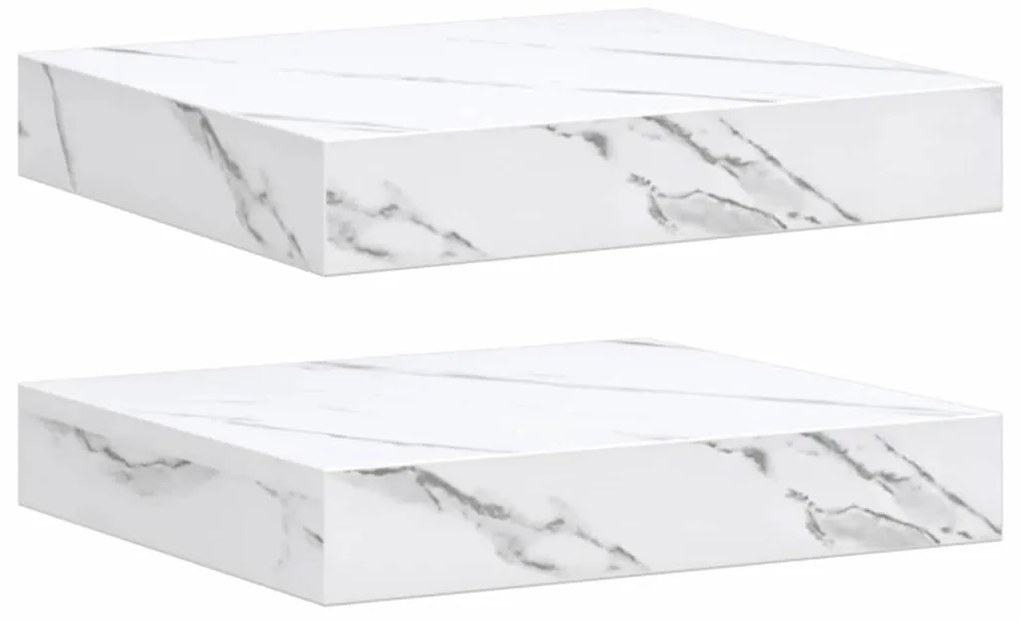vidaXL Ράφι Τοίχου Επιτοίχιο 2 pcs Λευκό Μάρμαρο 23 x 23,5 x 4 εκ