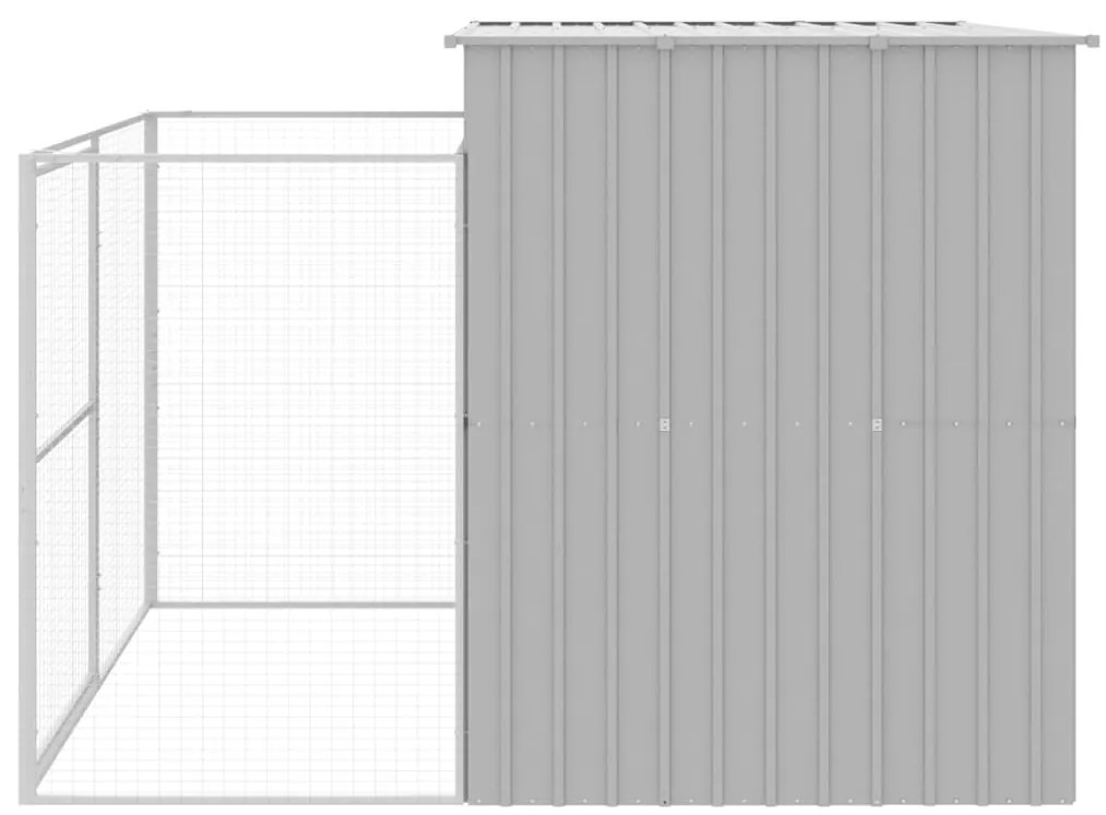vidaXL Σπιτάκι Σκύλου με Αυλή Αν. Γκρι 214x253x181 εκ. Γαλβαν. Χάλυβας