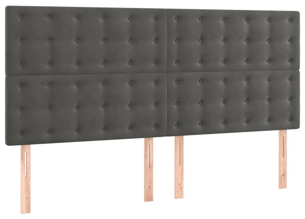 vidaXL Κρεβάτι Boxspring με Στρώμα Σκούρο Γκρι 200x200 εκ. Βελούδινο