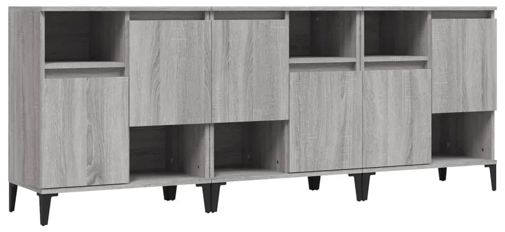 vidaXL Ντουλάπι 3 τεμ. Γκρι Sonoma 60x35x70 εκ. από Επεξεργασμένο Ξύλο