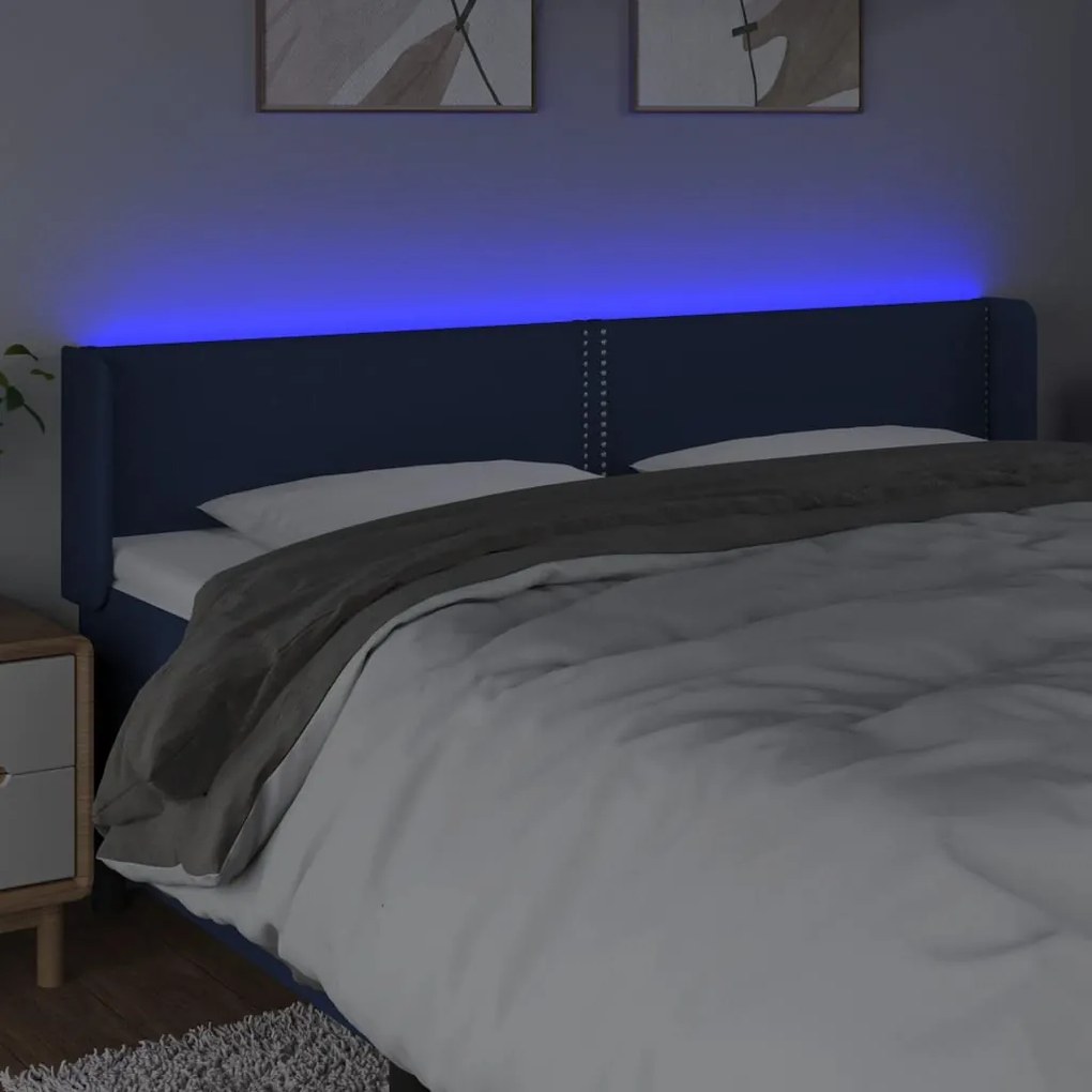 vidaXL Κεφαλάρι Κρεβατιού LED Μπλε 203x16x78/88 εκ. Υφασμάτινο