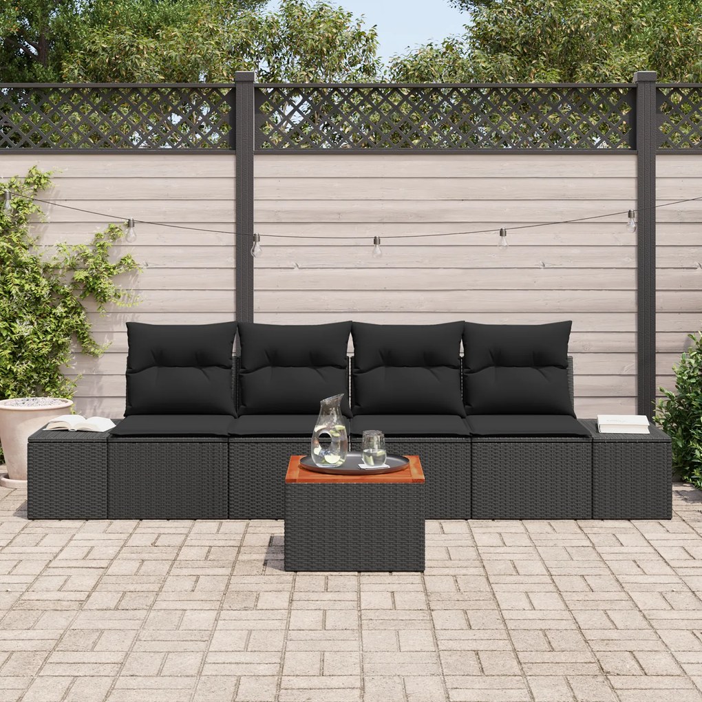 vidaXL Σετ Σαλονιού Κήπου 5 pcs Μαύρο 55 x 55 x 37 εκ