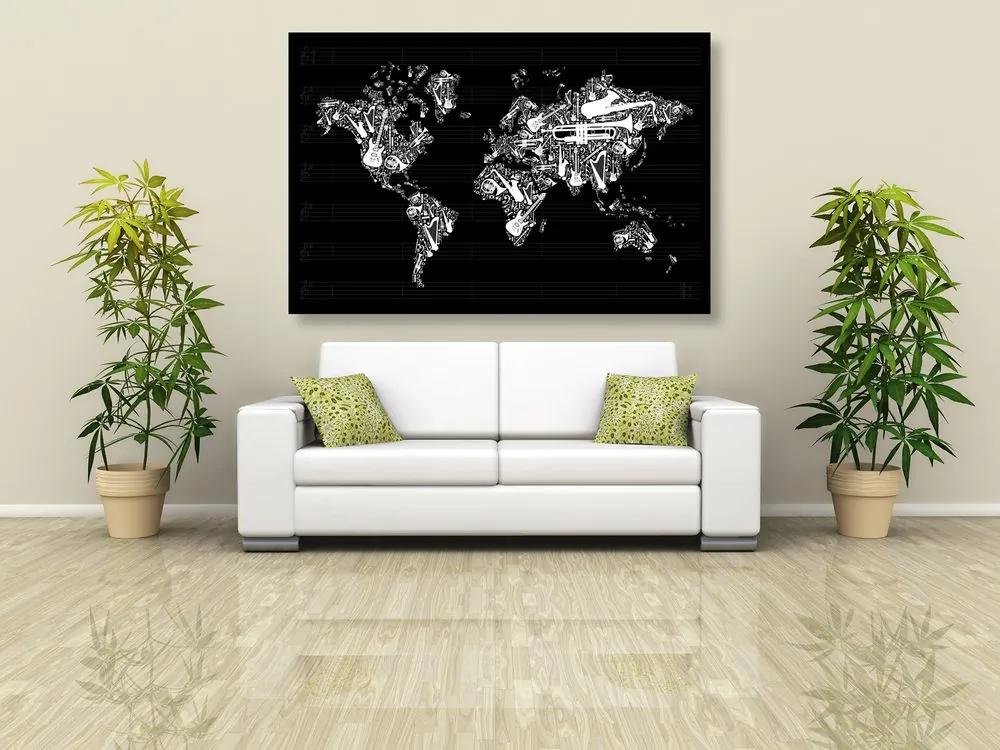 Εικόνα στον παγκόσμιο χάρτη μουσικής από φελλό - 120x80  smiley