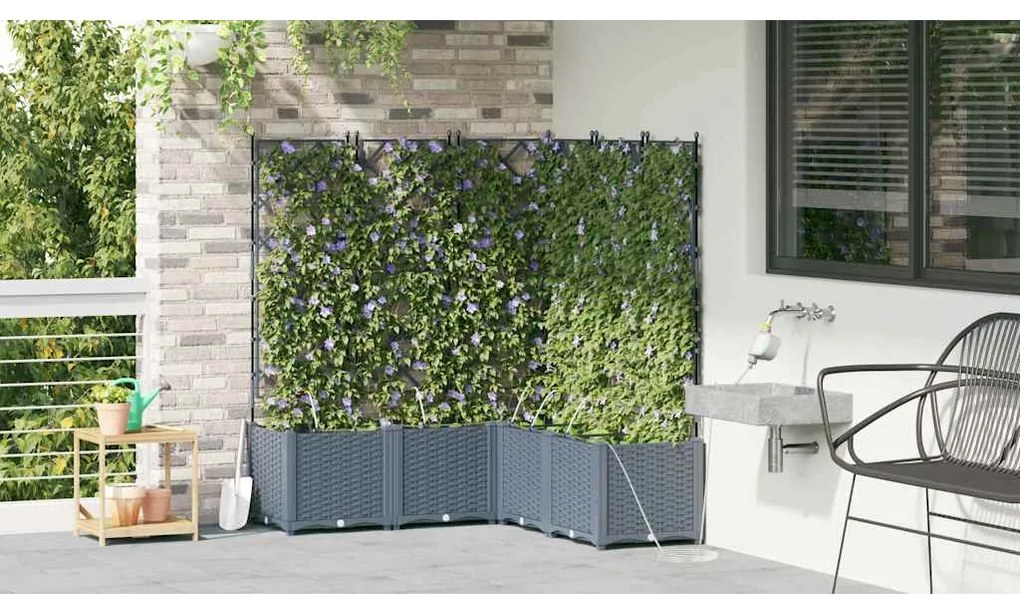 vidaXL Ζαρντινιέρες κήπου Ανοιχτό γκρι 120 x 120 x 142 cm Ατσάλι