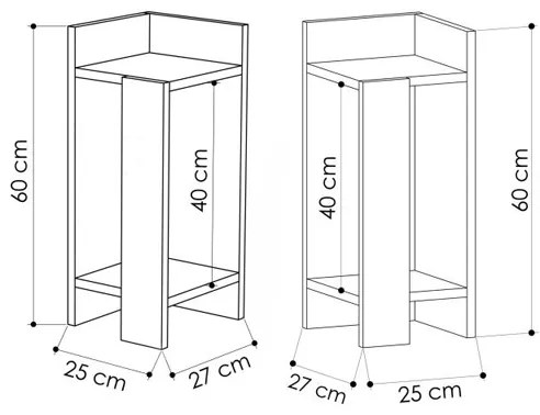 Κομοδίνο Elos Megapap σετ 2 τεμαχίων χρώμα sapphire oak 25x27x60εκ.
