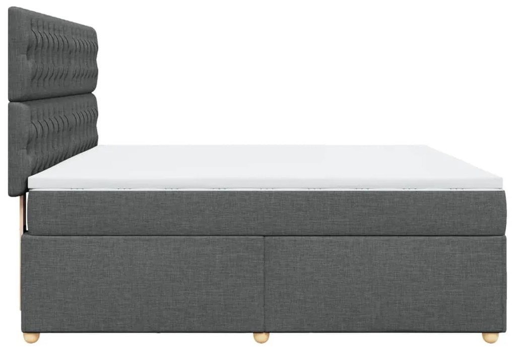 Κρεβάτι Boxspring με Στρώμα Σκούρο Γκρι 180x200 εκ Υφασμάτιν - Γκρι