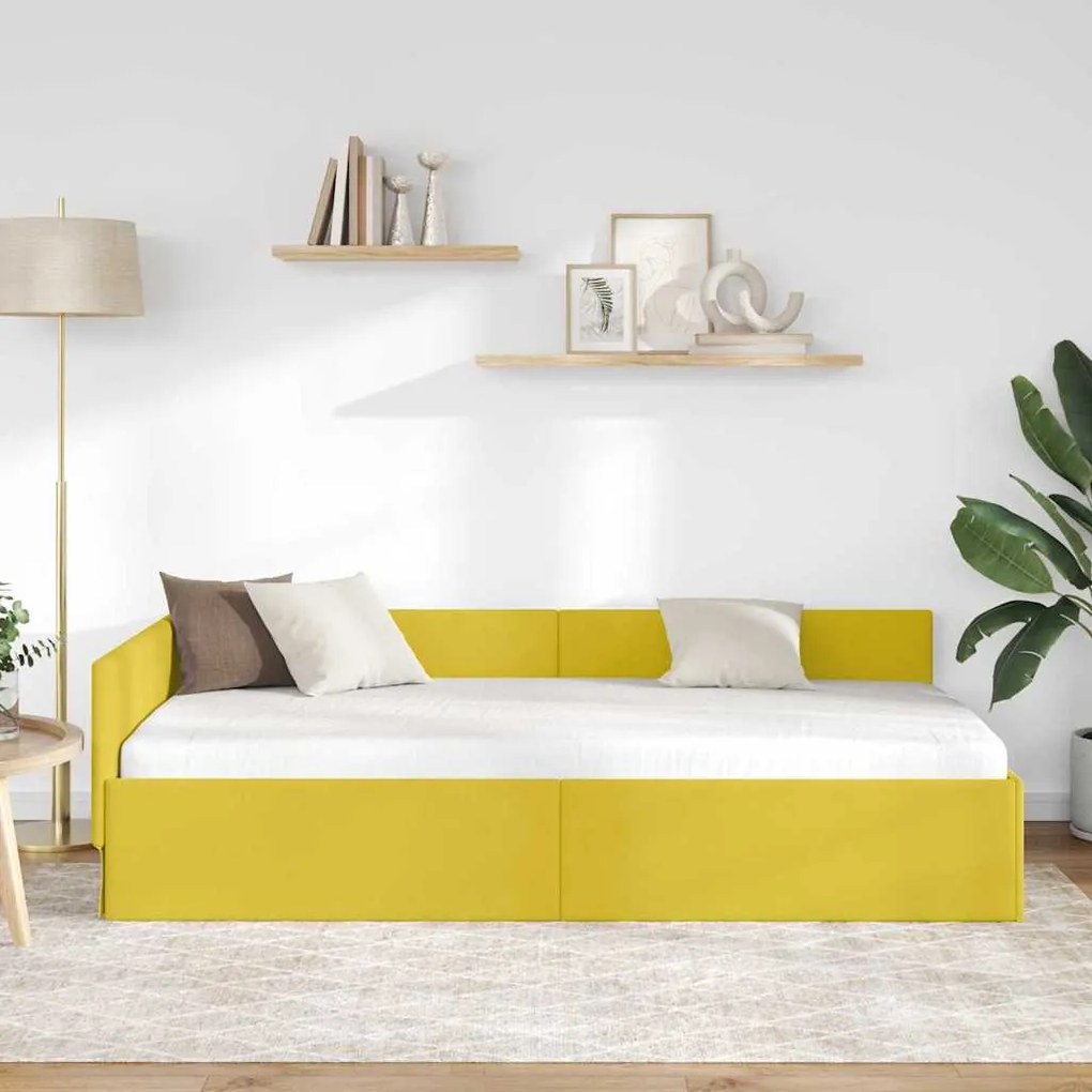 vidaXL Κρεβάτι Γωνίας Άλλο με κεφαλάρι Κίτρινο 90 x 190 cm