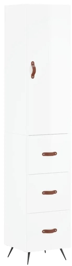 vidaXL Ντουλάπι Γυαλ. Λευκό 34,5 x 34 x 180 εκ. από Επεξεργασμένο Ξύλο