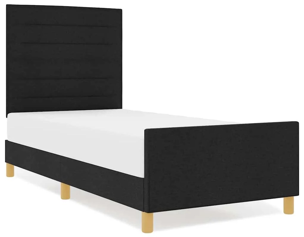 vidaXL Σκελετός Κρεβατιού με κεφαλάρι Μαύρο 100 x 200 cm ύφασμα