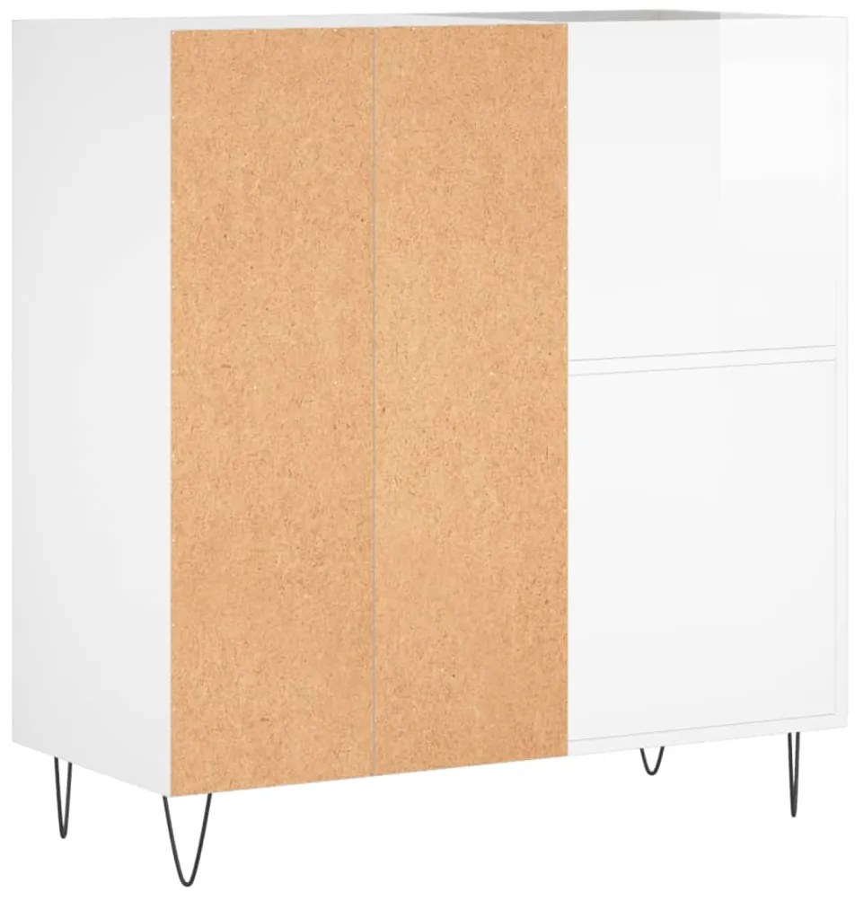 vidaXL Δισκοθήκη Γυαλιστερή Λευκή 84,5 x 38x 89 εκ. από Επεξεργ. Ξύλο