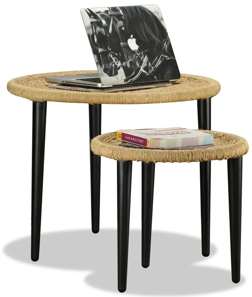 vidaXL Τραπεζάκια Σαλονιού Σετ 2 Τεμ. από Φυσική Γιούτα