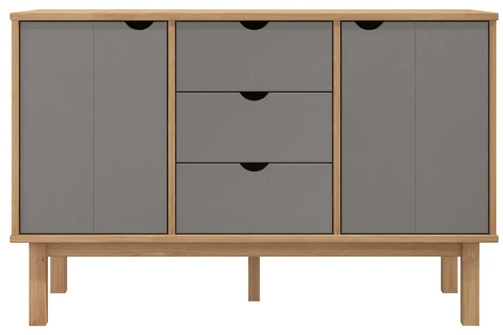 vidaXL Συρταριέρα OTTA Καφέ και Γκρι 113,5x43x73 εκ. Μασίφ Ξύλο Πεύκου