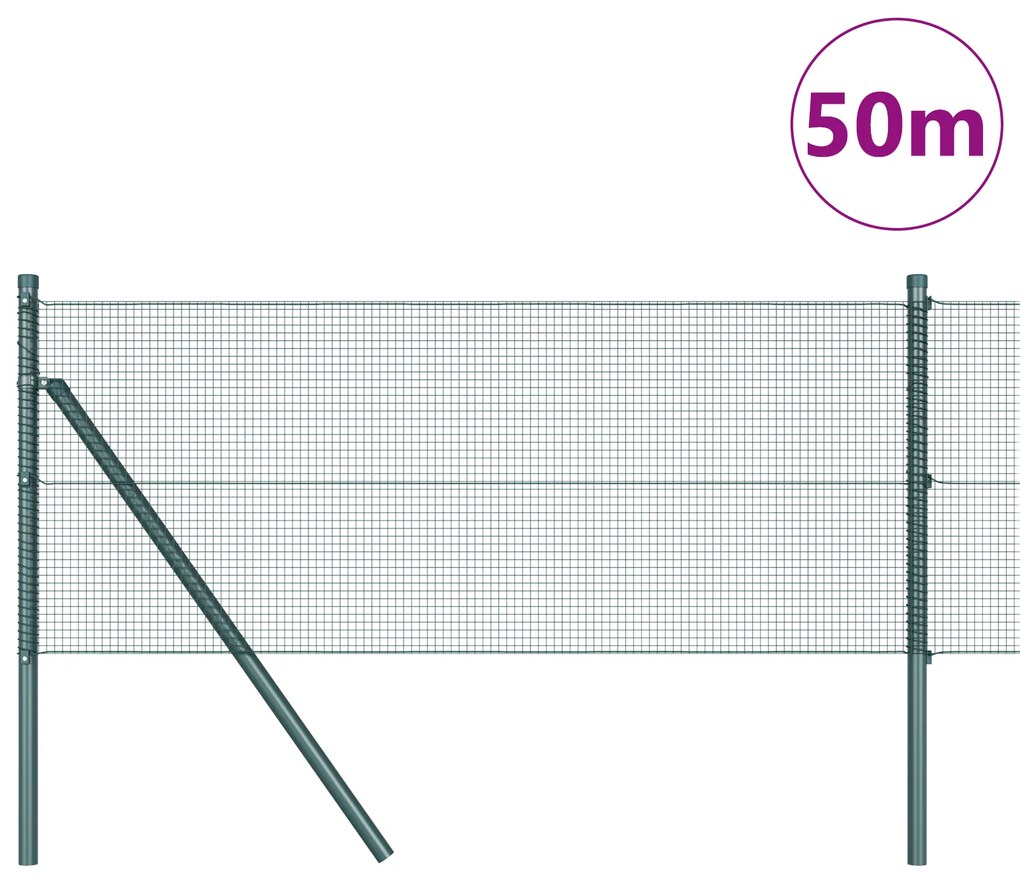vidaXL ΣΥΡΜΑΤΌΠΛΕΓΜΑ με 13 ΠΌΛΟΥΣ ΠΡΑΣΙΝΟ 0,4x50 μ ΣΧΕΔΙΟ ΑΓΓΕΛΙΑΣ