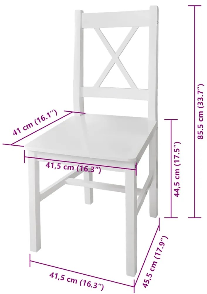 vidaXL Καρέκλες Τραπεζαρίας 4 τεμ. Λευκές από Ξύλο Πεύκου