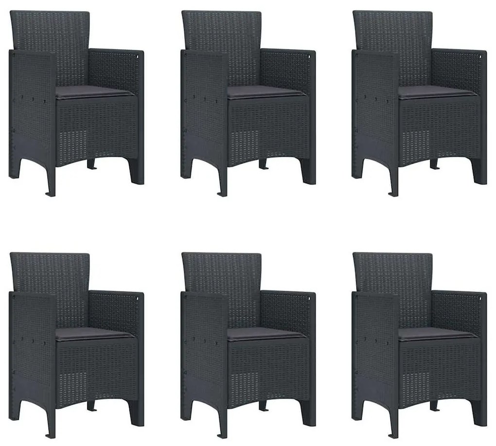 vidaXL Σέτ φαγητού για κήπο 7 pcs Ανθρακί Rattan Polt