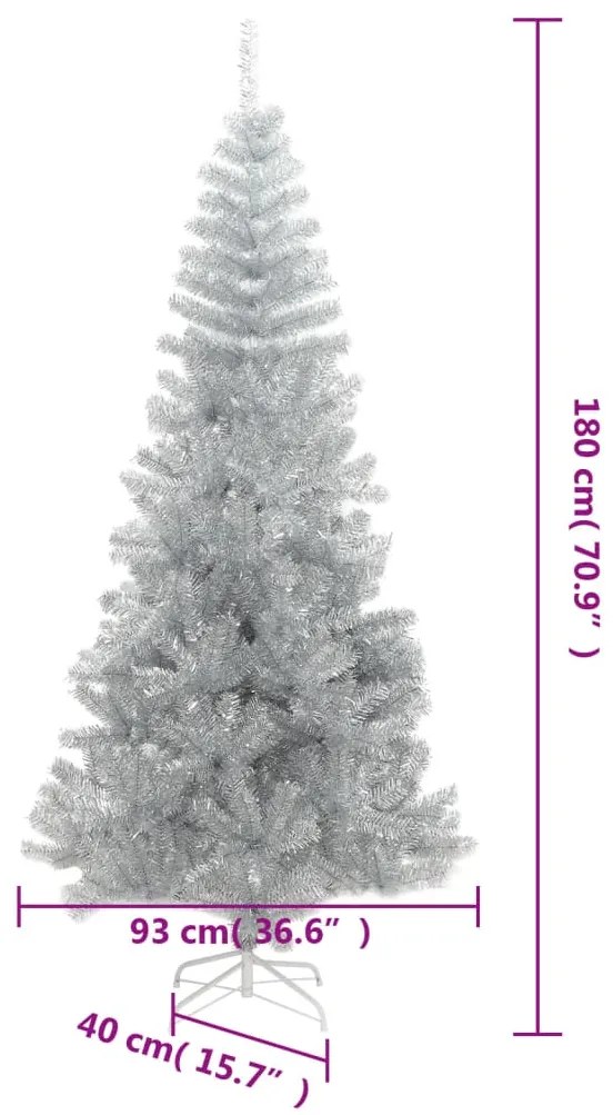 vidaXL Χριστουγεννιάτικο Δέντρο Τεχνητό με Βάση Ασημί 180 εκ. PET