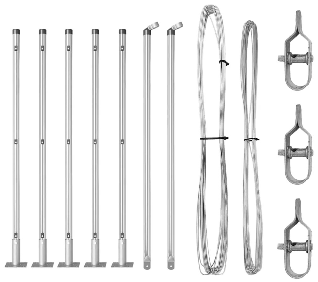 vidaXL Πό posts φράχτη 7 pcs Ασημί Ø32mm 110 εκ Γαλβανισμένος χάλυβας