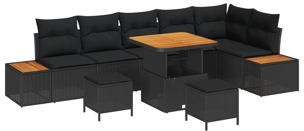 Σετ Καναπέ Κήπου 9 pcs Μαύρο συνθετικό ρατάν