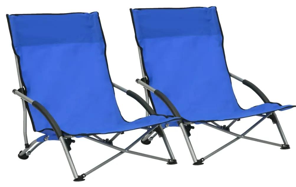 312488 vidaXL Καρέκλες Παραλίας Πτυσσόμενες 2 τεμ. Μπλε Υφασμάτινες Μπλε, 1 Τεμάχιο